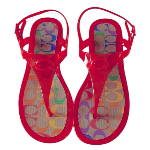 NWOT! Coach Natalee Red Jelly Sandal Size 8B - Picture 1 of 8